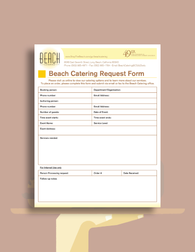 Beach Catering Request Form
