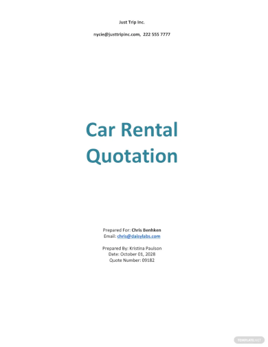 car rental quotation template