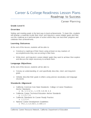 career planning college lesson plan