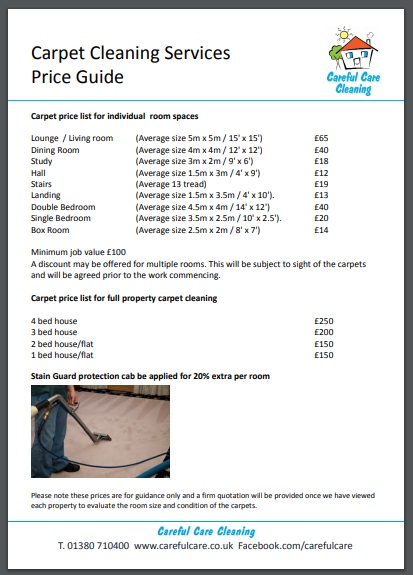 carpet cleaning service price list
