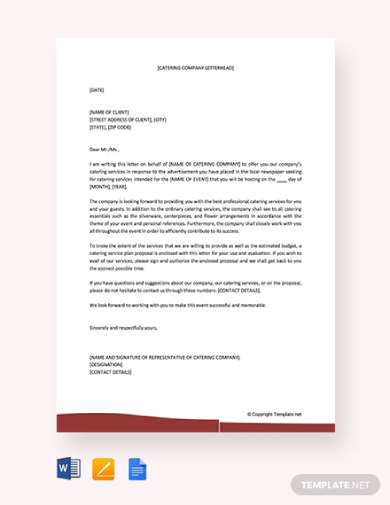 catering proposal letter