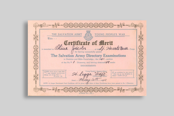 church certificate of merit
