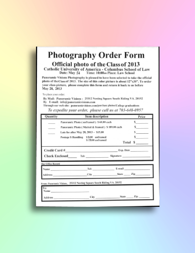 Photography Order Form - 10+ Examples, Format, Pdf | Examples