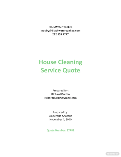cleaning service quotation template