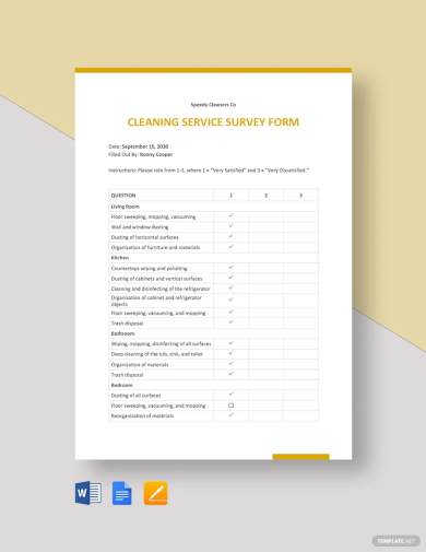 cleaning service survey form template