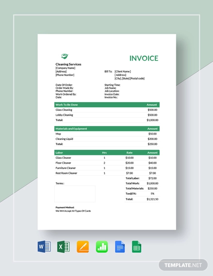 cleaning services invoice template2