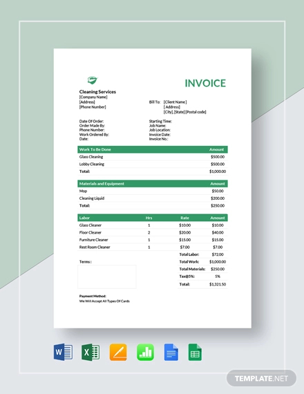 Cleaning Services Invoice Template2