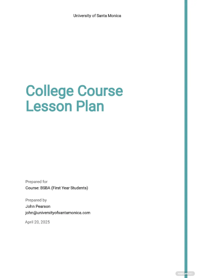 college course lesson plan template