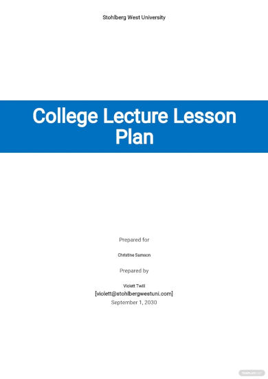 college lecture lesson plan template