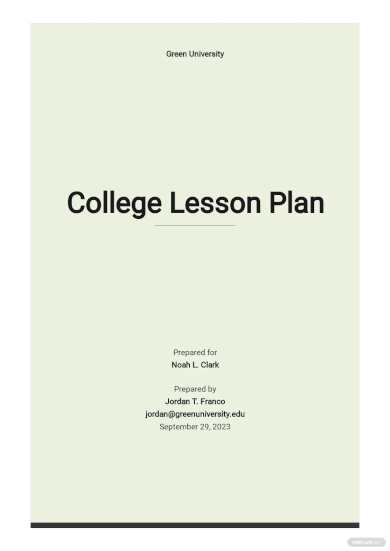 college lesson plan template