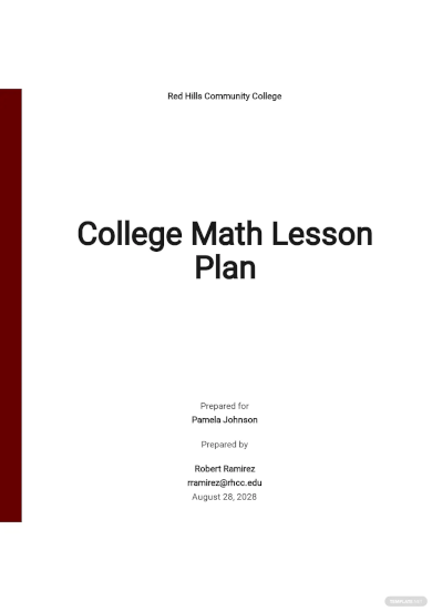 college math lesson plan template