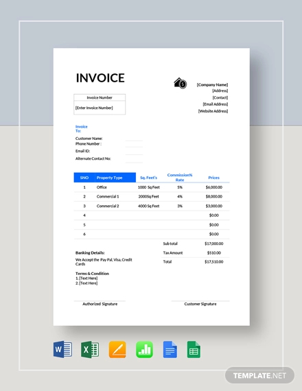 Commercial Real Estate Invoice Template