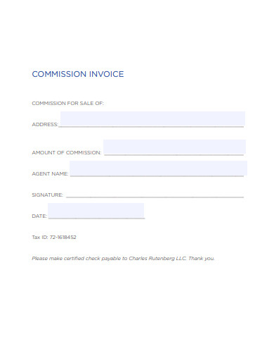 Commission Invoice Sample
