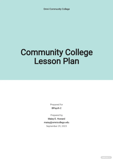 community college lesson plan template