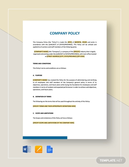 What Is An Example Of A Company Policy Statement