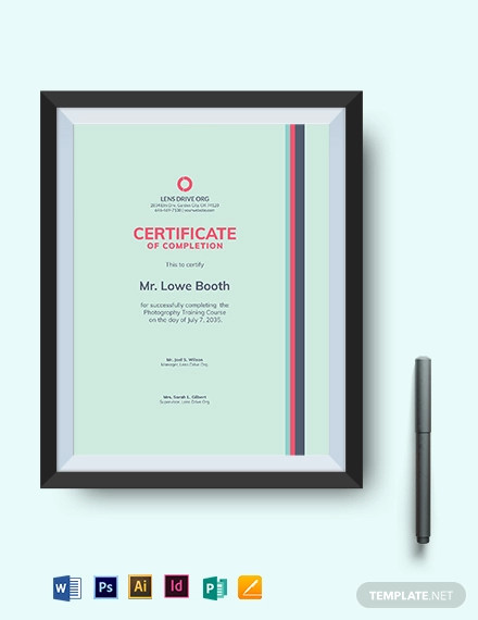 completion certificate template