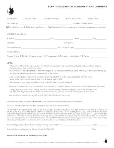 Simple Venue Space Rent Form Microsoft Word Planner Agreement Venue contract Easy to Edit Venue Concession Vendor Contract