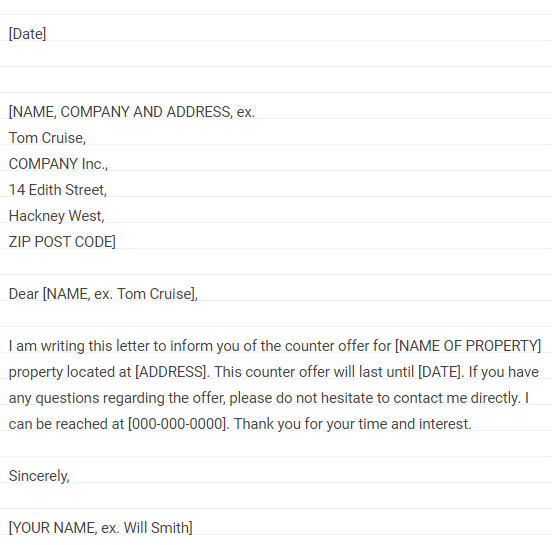 Counter Offer Letter Example Real Estate vrogue co