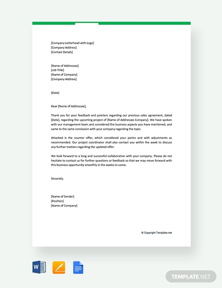 counter offer letter for real estate business