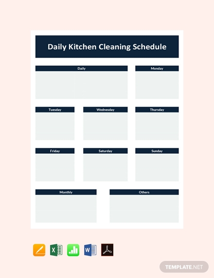 daily kitchen cleaning schedule template