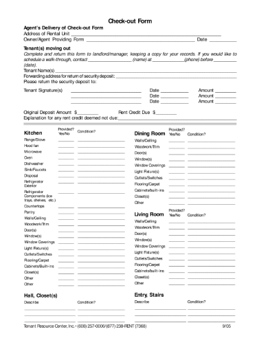 Detailed Tenant Check Out Form