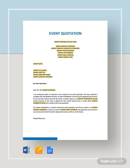 Event Quotation Template