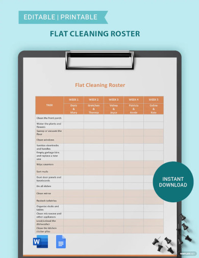 flat cleaning roster template