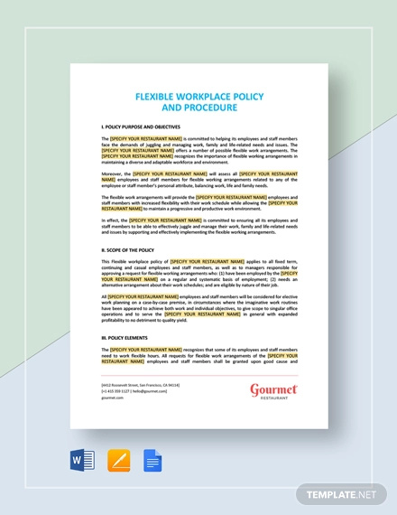 flexible workplace policy and procedure template