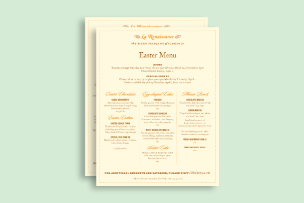 formal easter menu