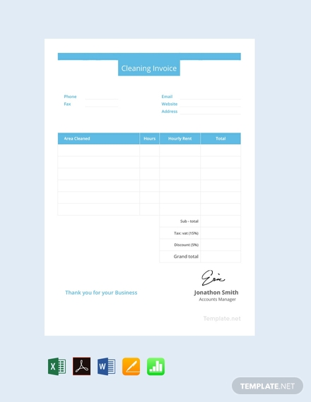 Free Cleaning Invoice Template