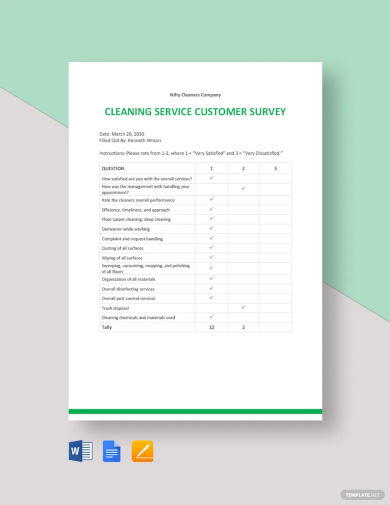 free cleaning service customer survey template