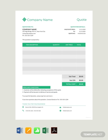 Free Company Quotation Format