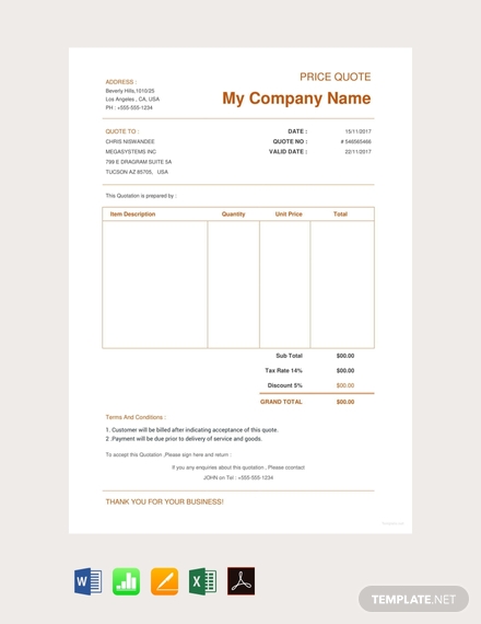 free ecommerce website quotation template