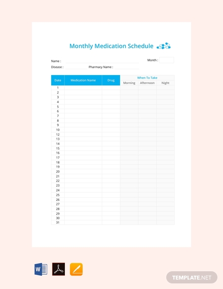 free monthly medication schedule
