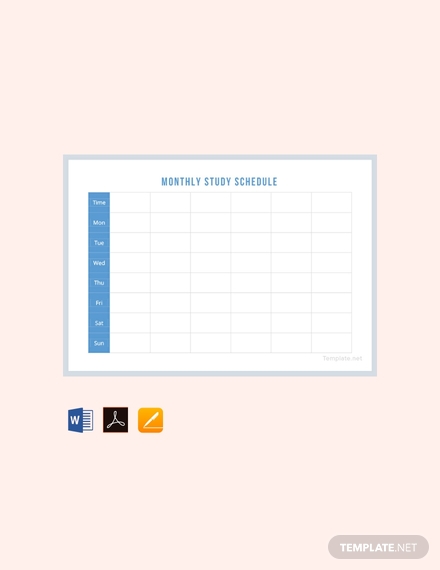free monthly study schedule template