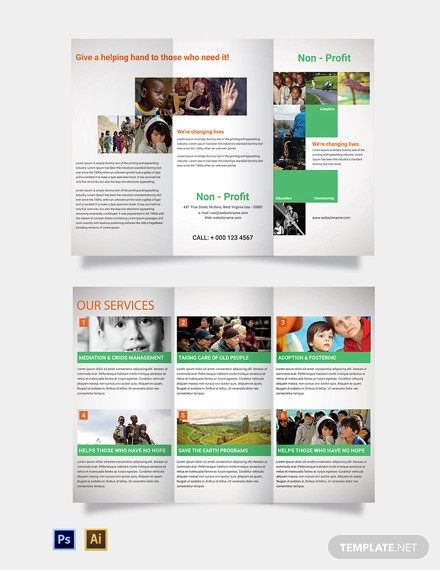 free non profit tri fold brochure template