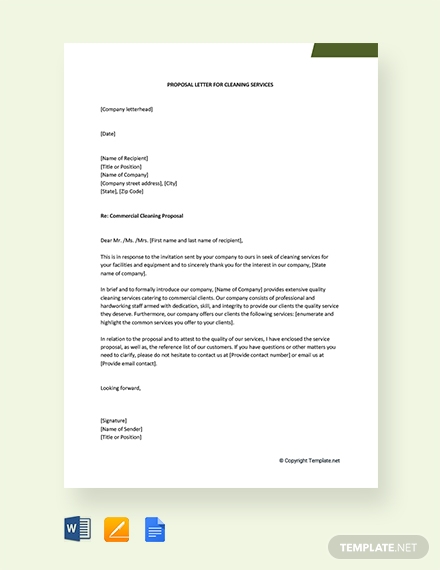 free proposal letter for cleaning services