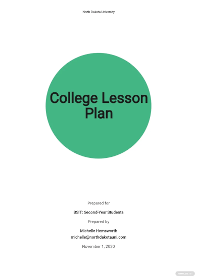 free sample college lesson plan template