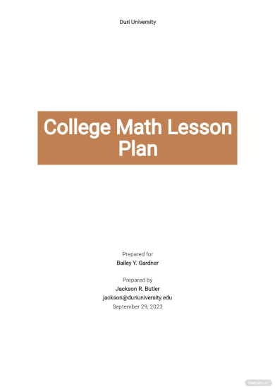 free sample college math lesson plan template