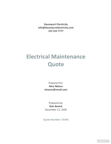 free sample electrical quotation template