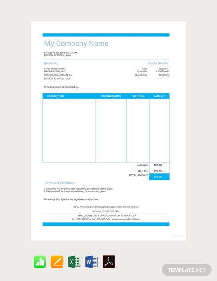 free sample vehicle quotation template