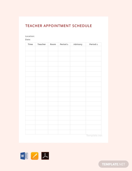 free teacher appointment schedule template