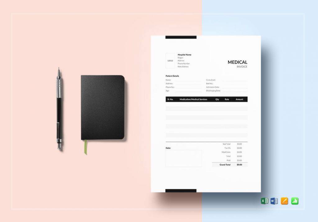 fully editable medical invoice template 1024x717