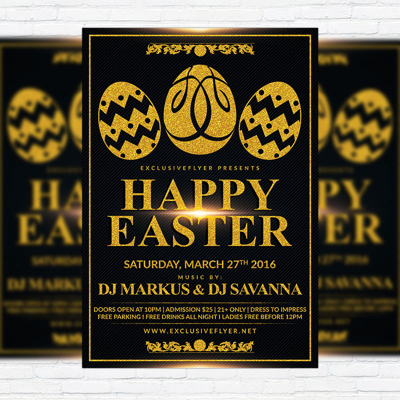 gold and black easter poster