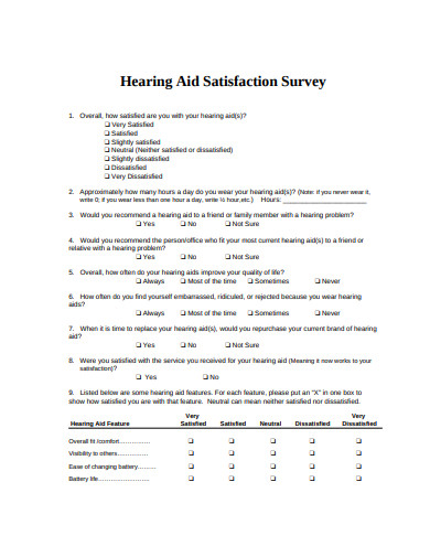 hearing aid satisfaction survey 