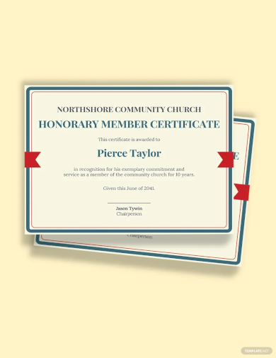 honorary church member certificate template