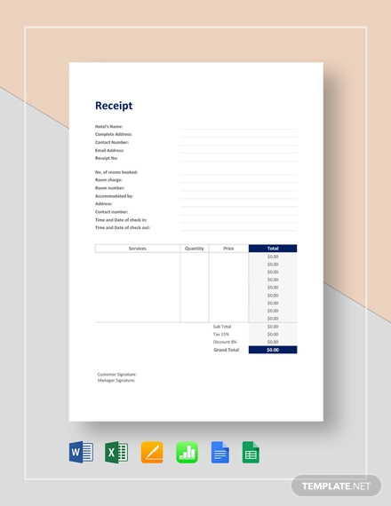 Free 10 Hotel Receipt Examples Amp Samples In Google Docs