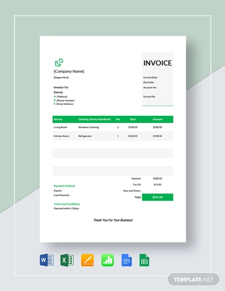 House Cleaning Service Invoice Template