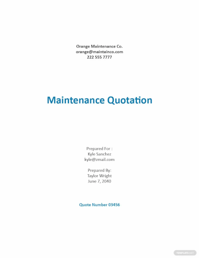 maintenance quotation format template