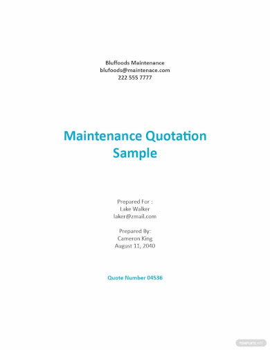 maintenance quotation sample template